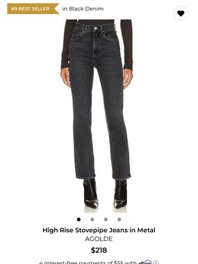 Agolde High-Rise Stovepipe Jeans in Metal Black